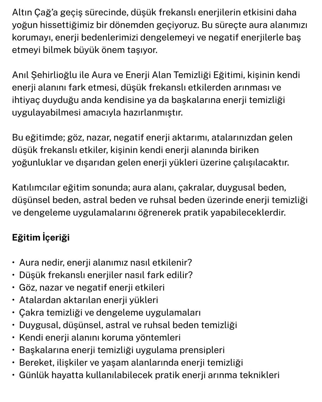 EVRENSEL ENERJİLERLE Aura ve Enerji Alan Temizliği Eğitimi + Negatif Enerji Temizliği Enerji Aktivasyonu - Görsel 2