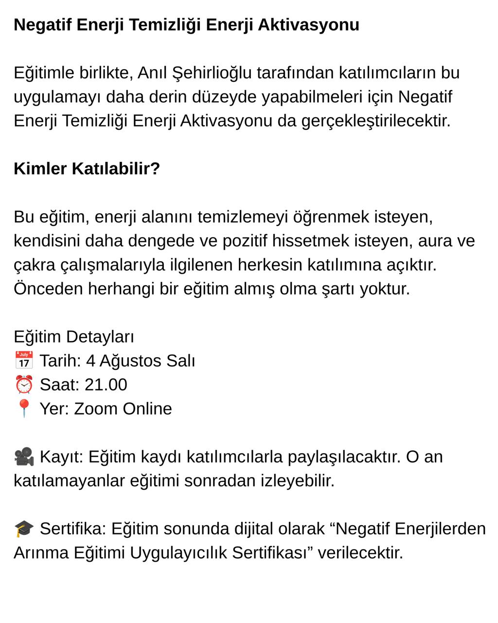 EVRENSEL ENERJİLERLE Aura ve Enerji Alan Temizliği Eğitimi + Negatif Enerji Temizliği Enerji Aktivasyonu - Görsel 3